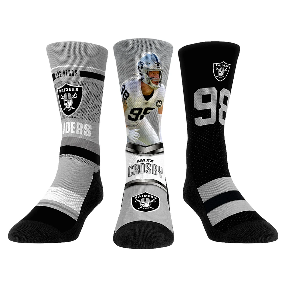 Unisex Rock Em Socks Maxx Crosby Las Vegas Raiders 3-Pack Crew Sock Set