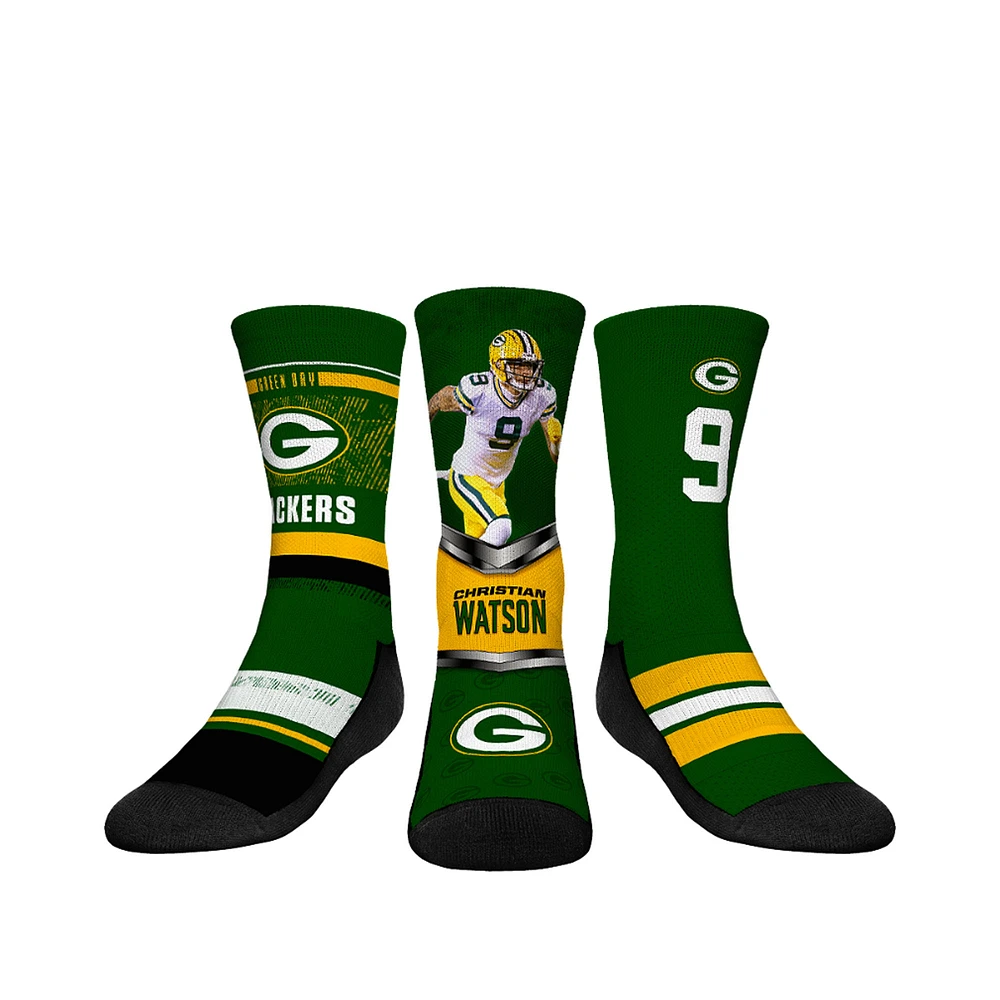 Youth Rock Em Socks Christian Watson Green Bay Packers 3-Pack Crew Sock Set