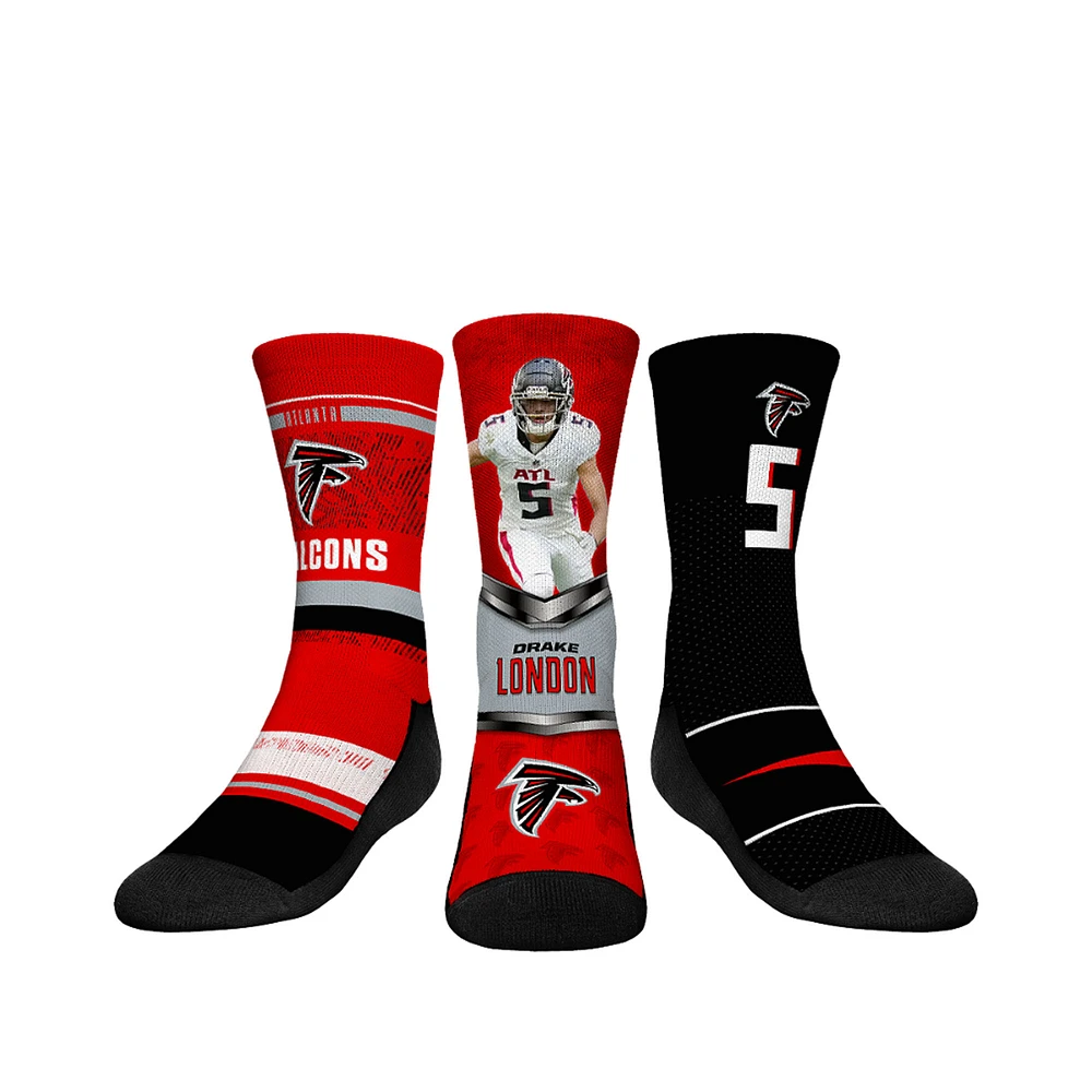 Youth Rock Em Socks Drake London Atlanta Falcons 3-Pack Crew Sock Set