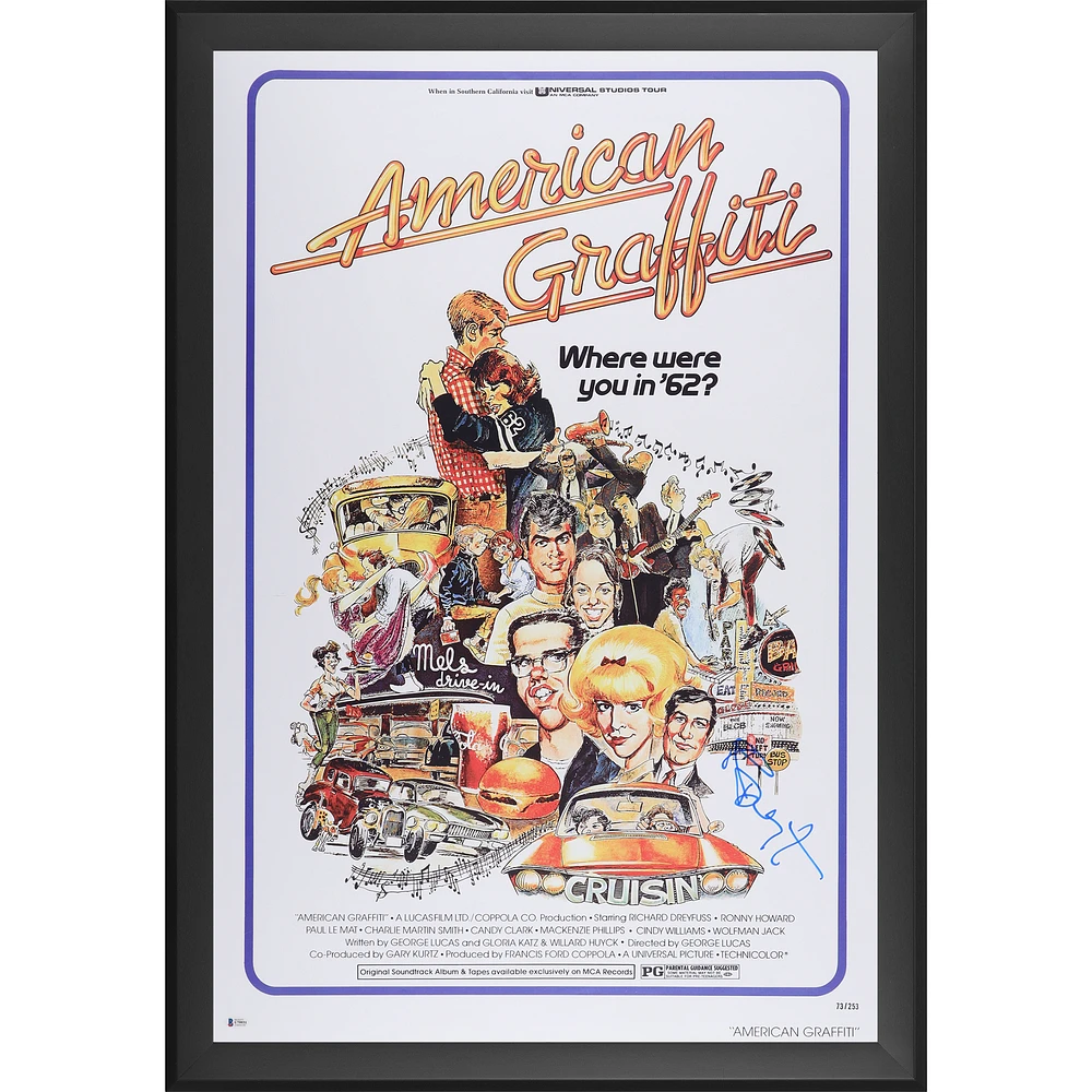 Richard Dreyfuss American Graffiti Autographed Framed 30" x 40" Movie Poster - BAS