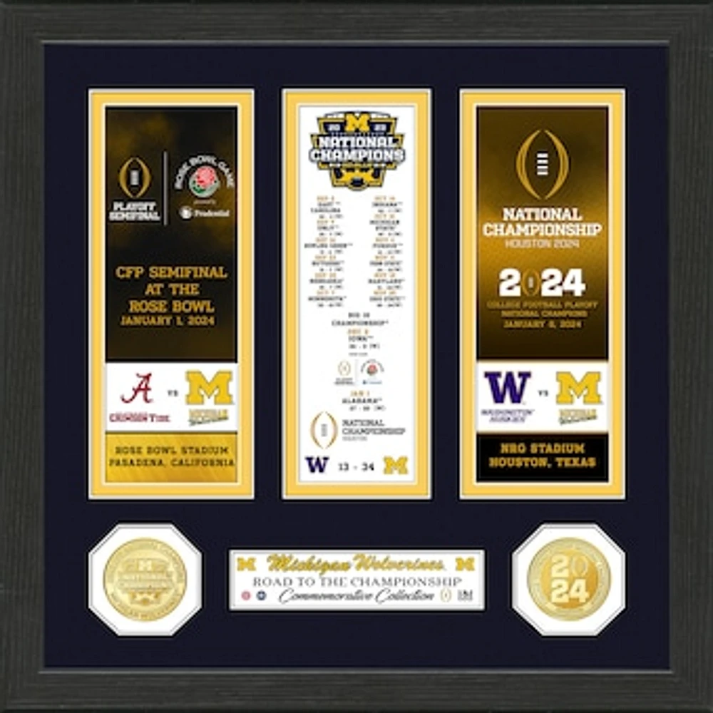 Highland Mint Michigan Wolverines College Football Playoff 2023 National Champions 15" x 18" Road To Bronze Coin Photo Mint