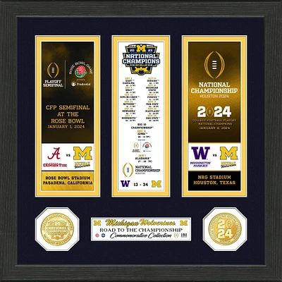 Highland Mint Michigan Wolverines College Football Playoff 2023 National Champions 15" x 18" Road To Bronze Coin Photo Mint