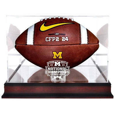 Michigan Wolverines College Football Playoff 2023 National Champions Mahogany Football Display Case