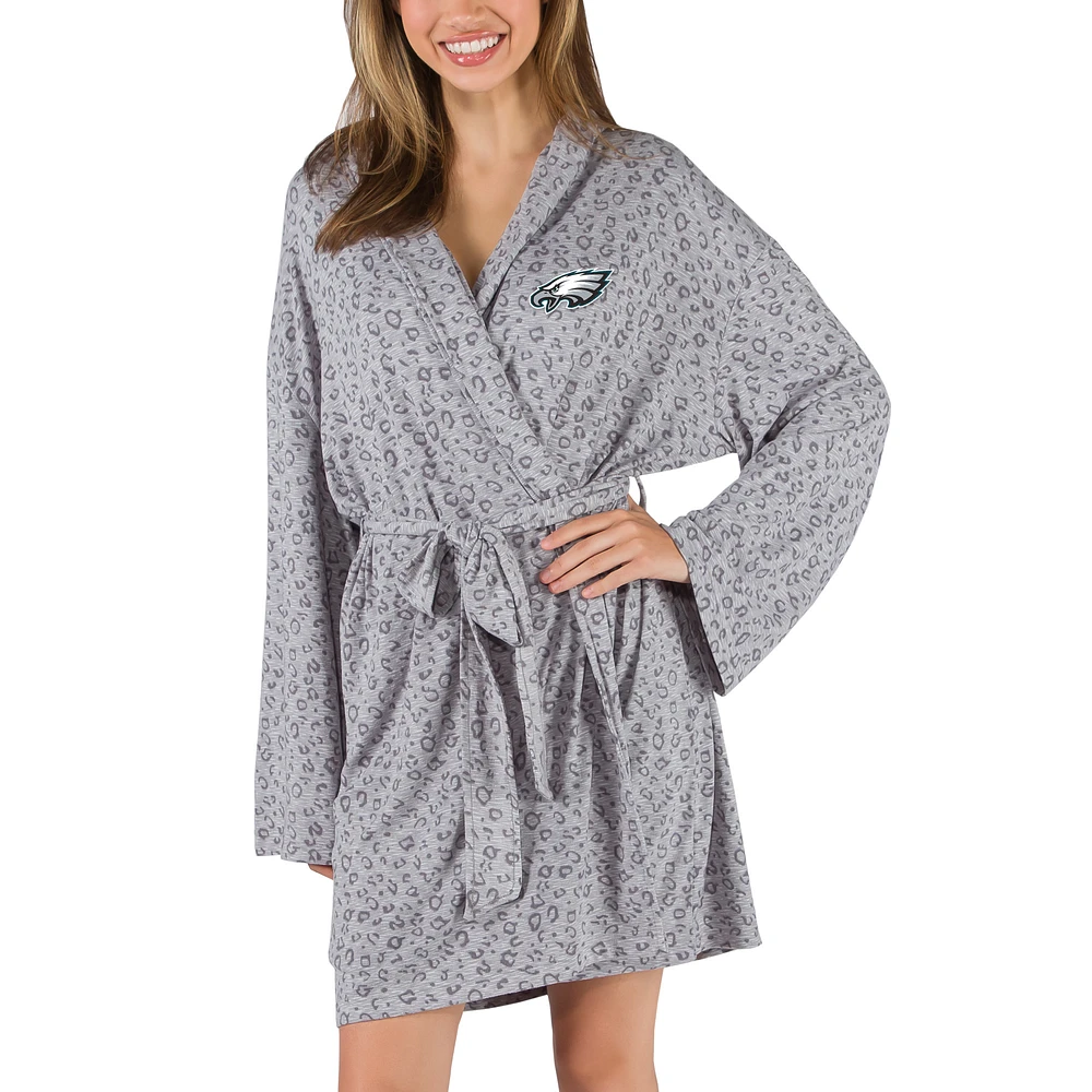Women's Concepts Sport Gray Philadelphia Eagles Frill Hacci Knit Robe