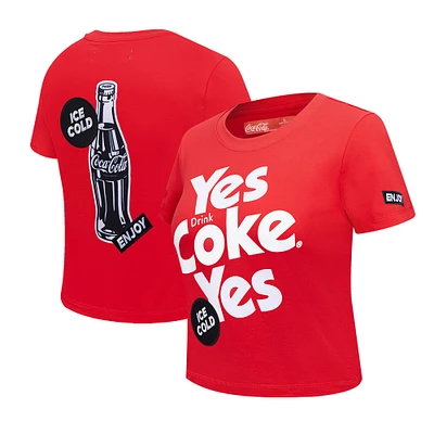 Women's Freeze Max Red Coca-Cola Yes Coke Baby Doll Cropped T-Shirt