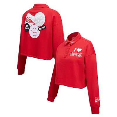 Women's Freeze Max Red Coca-Cola Ice Cold Long Sleeve Cropped Polo