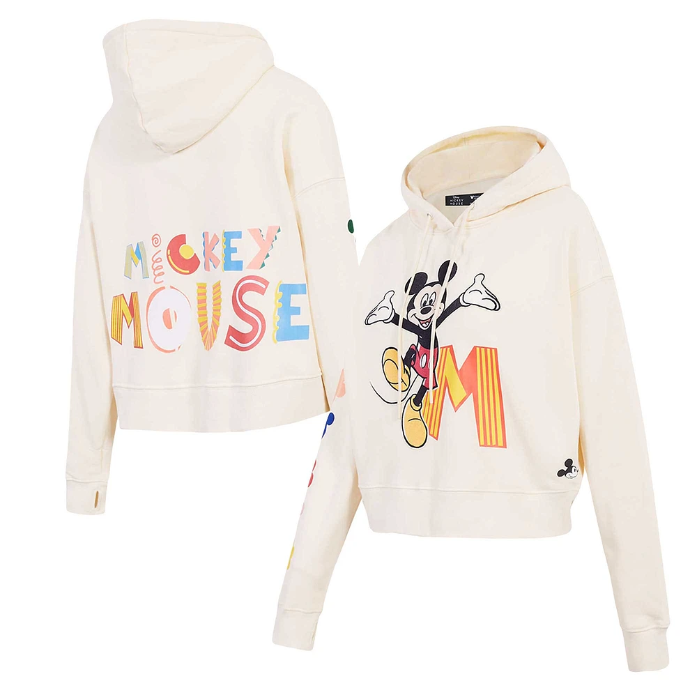 Women's Freeze Max Cream Mickey Mouse Hellow Mellow Cropped Pullover Hoodie
