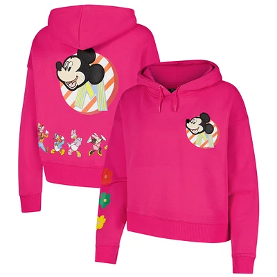 Women's Freeze Max Pink Mickey & Friends Oversized Cropped Pullover Hoodie