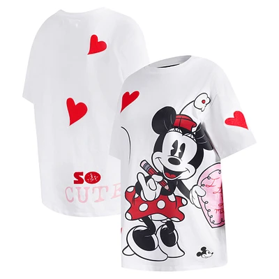 Women's Freeze Max Minnie Mouse White Mickey & Friends So Cute Boyfriend T-Shirt