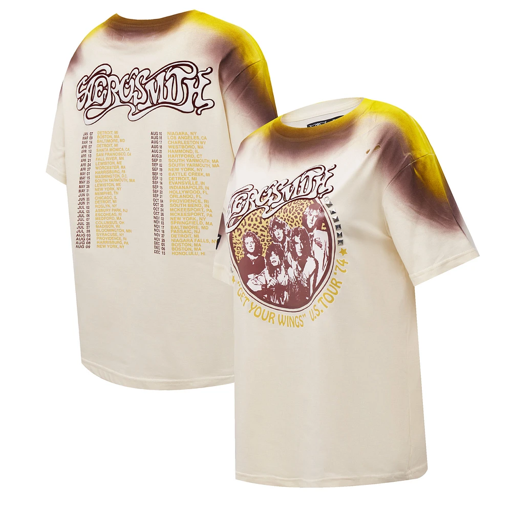 Women's Freeze Max Cream Aerosmith Get Your Wings U.S. Tour '74 Boyfriend T-Shirt