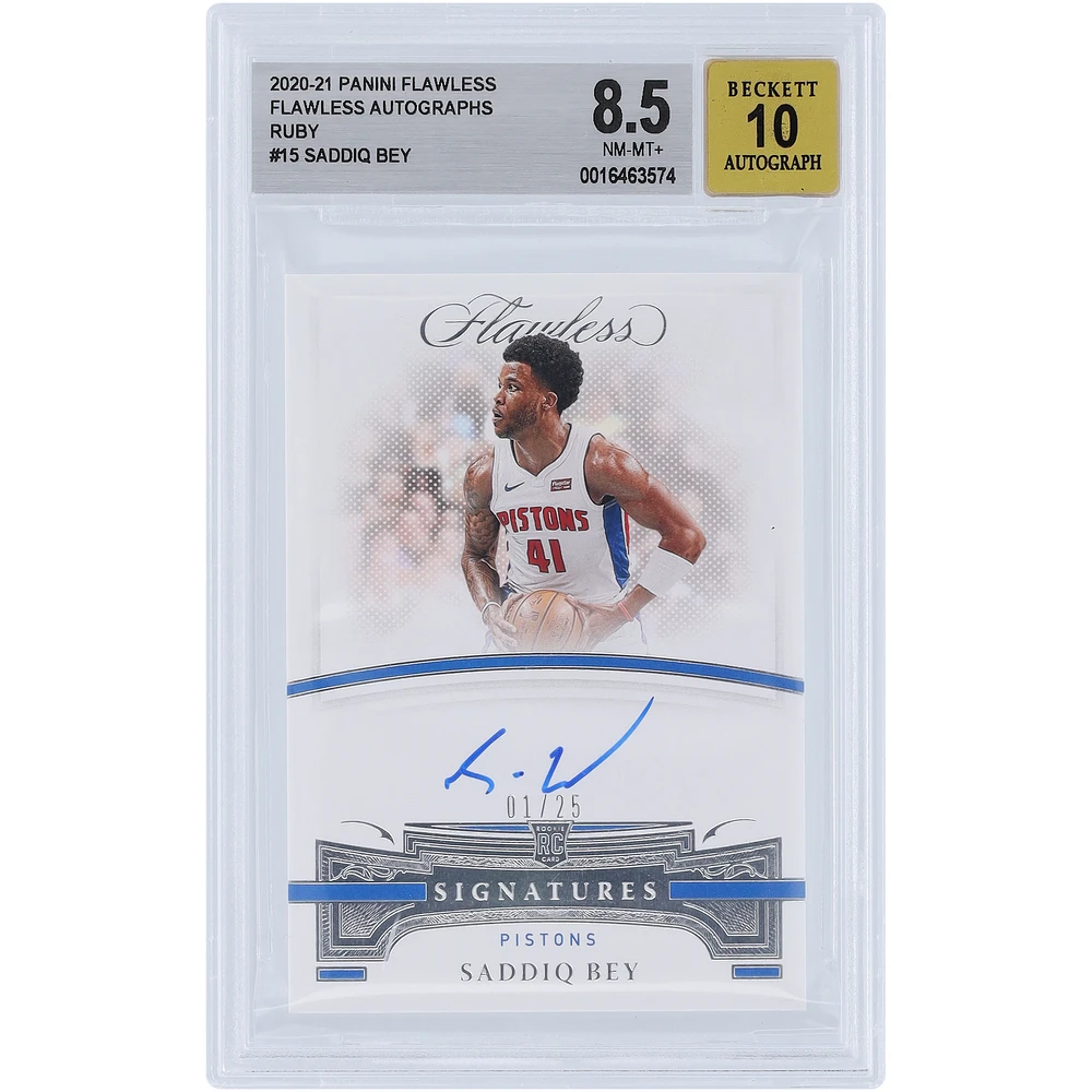 Saddiq Bey Detroit Pistons Autographed 2020-21 Panini Flawless #AUT-BEY #1/25 BGS Authenticated 8.5/10 Rookie Card