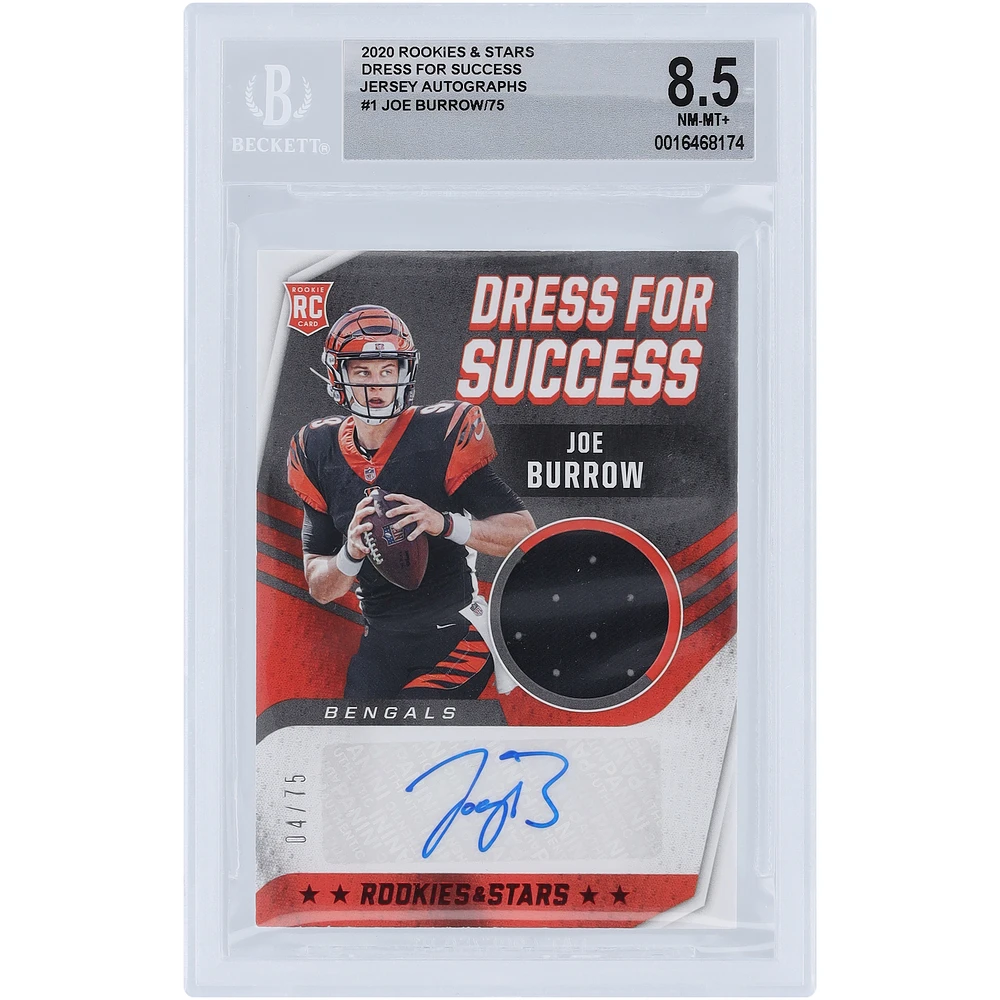 Joe Burrow Cincinnati Bengals Autographed 2020 Panini Rookies & Stars Dressed For Success #DS-JB #4/75 BGS Authenticated 8.5/10 Rookie Card