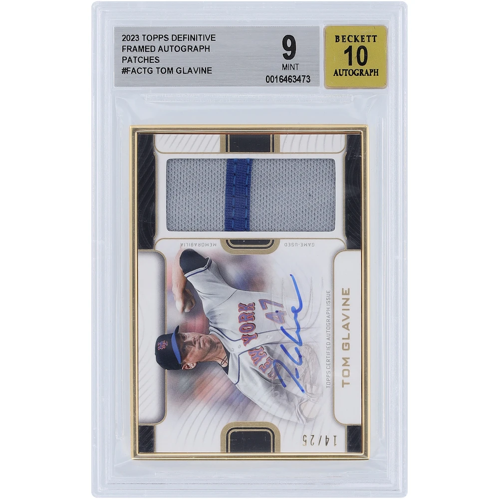 Tom Glavine New York Mets Autographed 2023 Topps Definitive Framed Duo-Color Relic #FAC-TG #14/25 BGS Authenticated 9/10 Card