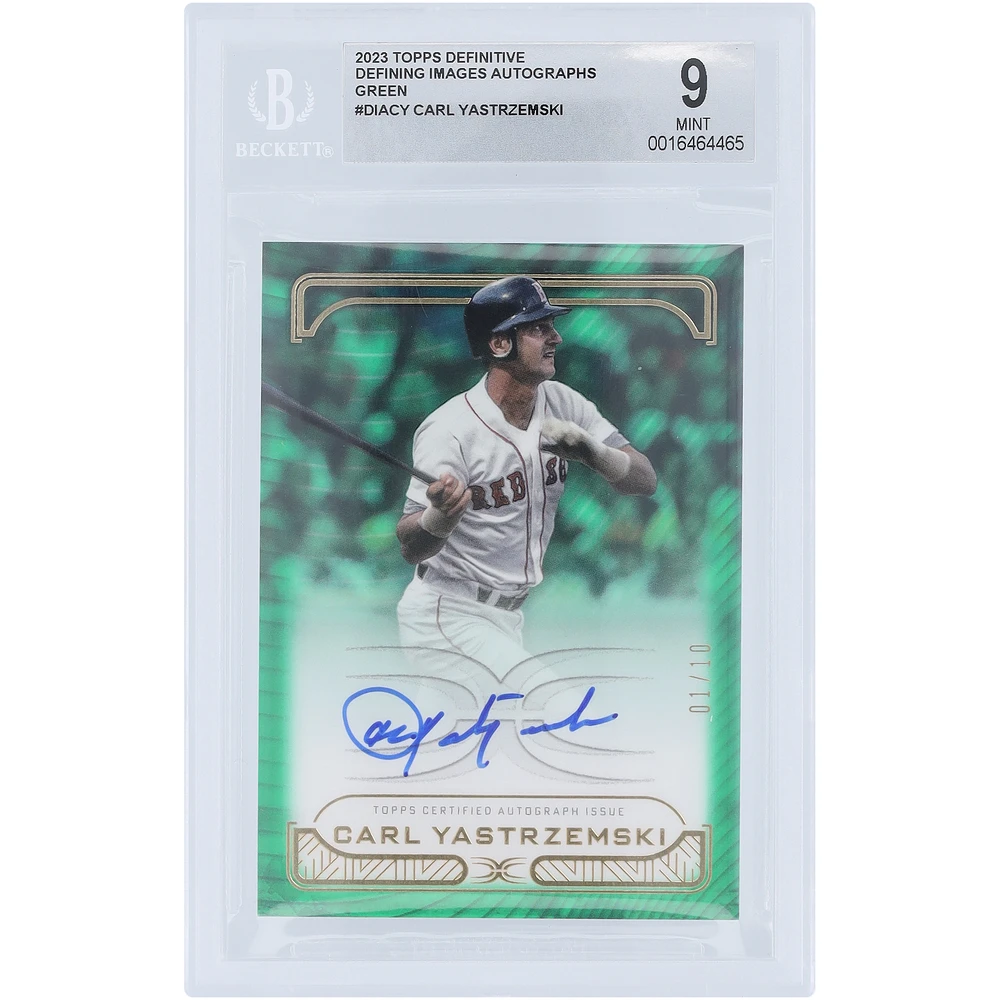 Carl Yastrzemski Boston Red Sox Autographed 2023 Topps Definitive Defining Images Green #DIA-CY #1/10 BGS Authenticated 9/10 Card