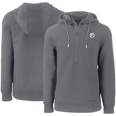 Men's Cutter & Buck Pittsburgh Steelers Primary Mark Roam Eco Recycled Half-Zip Pullover Hoodie