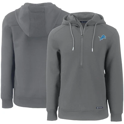 Men's Cutter & Buck Detroit Lions Primary Mark Roam Eco Recycled Half-Zip Pullover Hoodie