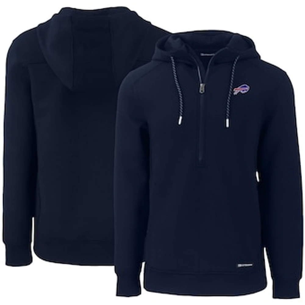 Men's Cutter & Buck Navy Buffalo Bills Primary Mark Roam Eco Recycled Half-Zip Pullover Hoodie