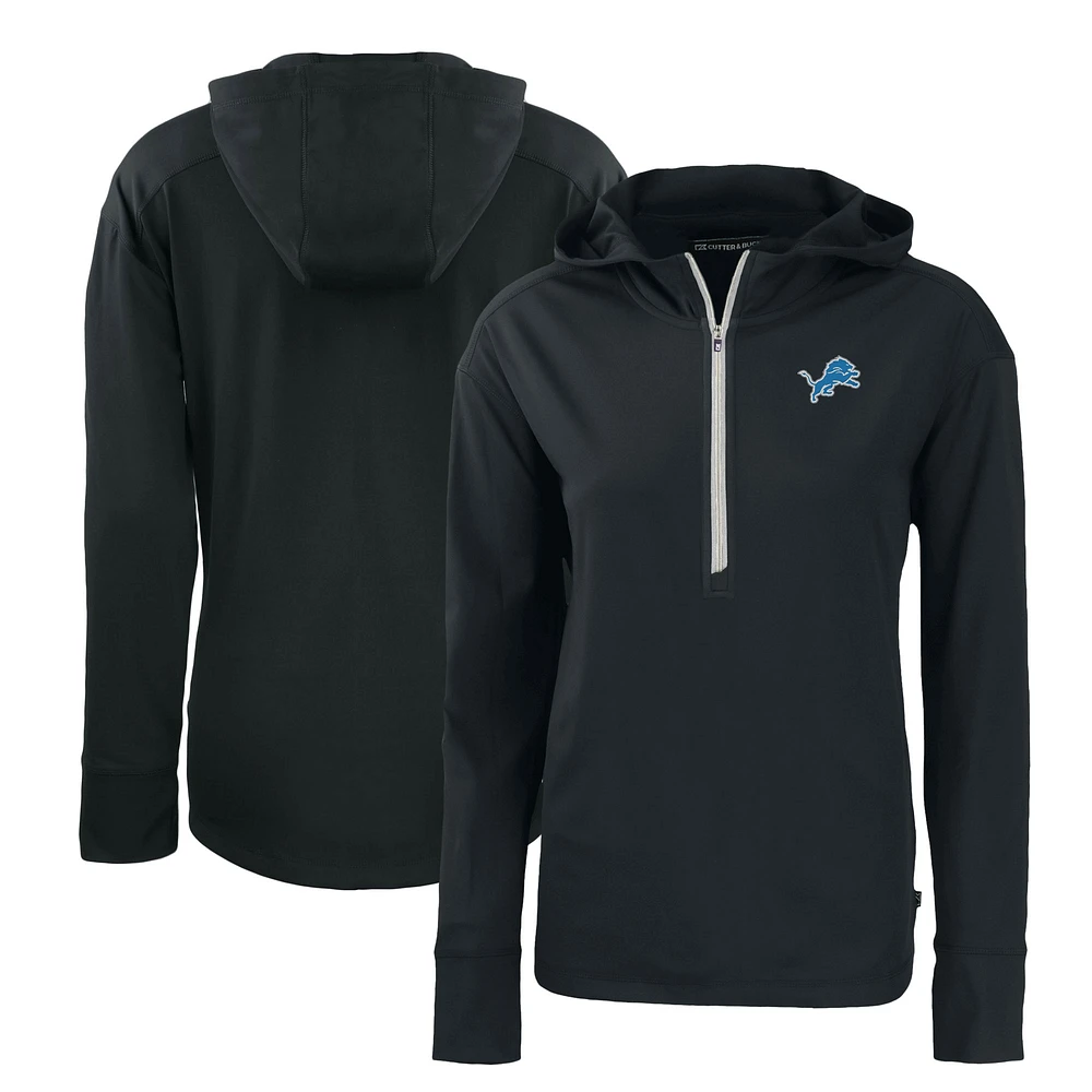 Women's Cutter & Buck Detroit Lions Primary Mark Daybreak Eco Recycled Half-Zip Hoodie