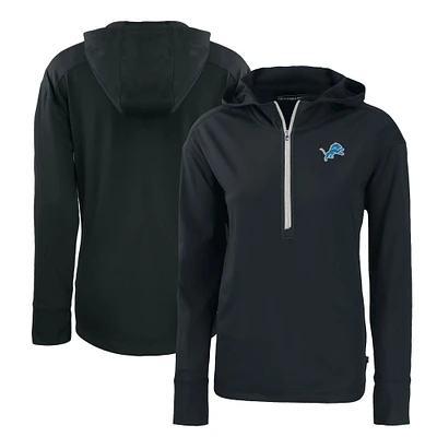 Women's Cutter & Buck Detroit Lions Primary Mark Daybreak Eco Recycled Half-Zip Hoodie