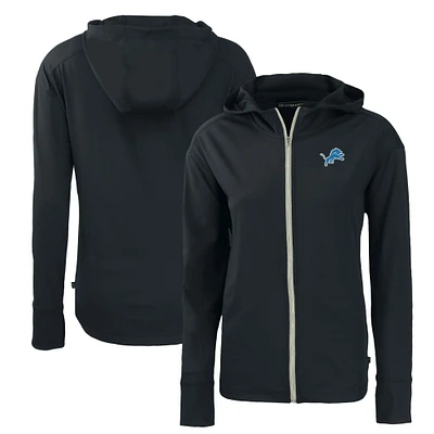 Women's Cutter & Buck Black Detroit Lions Primary Mark Daybreak Eco Recycled Full-Zip Hoodie
