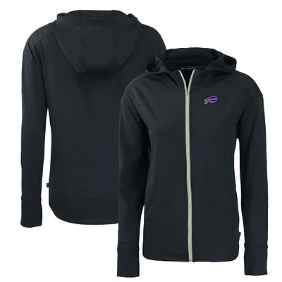 Women's Cutter & Buck Black Buffalo Bills Primary Mark Daybreak Eco Recycled Full-Zip Hoodie