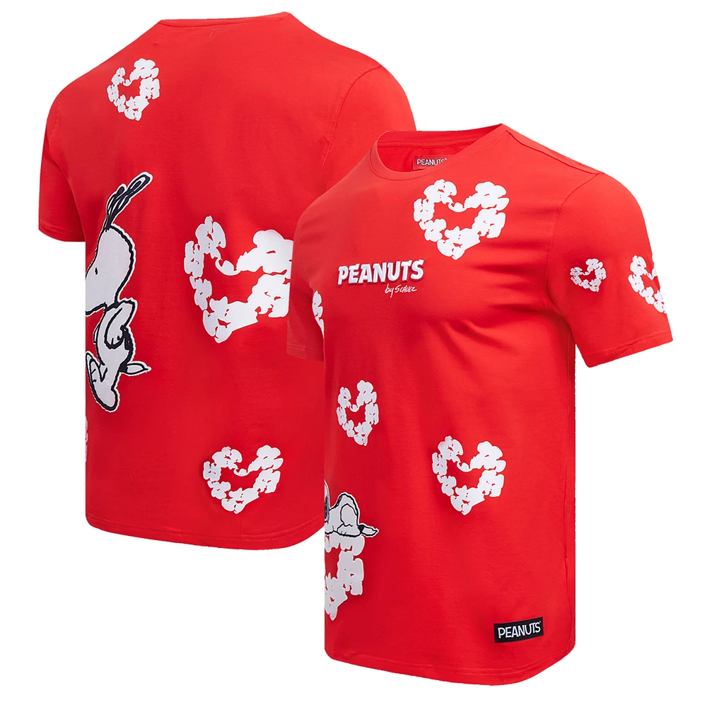 Men's Freeze Max Red Peanuts Snoopy Cotton Hearts T-Shirt