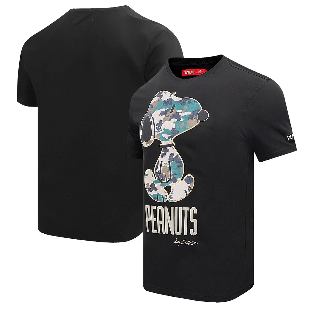 Men's Freeze Max Black Peanuts Snoopy Military Camo T-Shirt