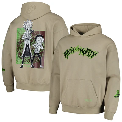 Men's Freeze Max Tan Rick And Morty '90s Rave Revival Dropped Shoulder Pullover Hoodie