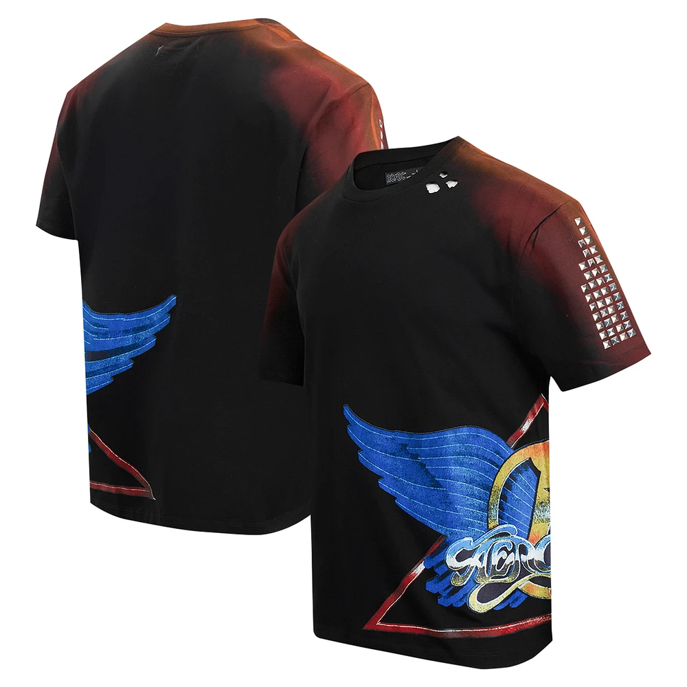 Men's Freeze Max Black Aerosmith Rock a Hard Place Loose T-Shirt