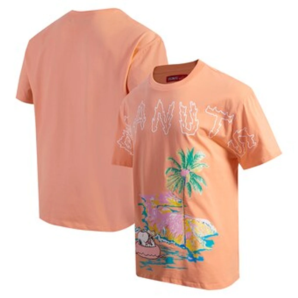 Men's Freeze Max Snoopy Orange Peanuts Chilling on a Float Loose T-Shirt