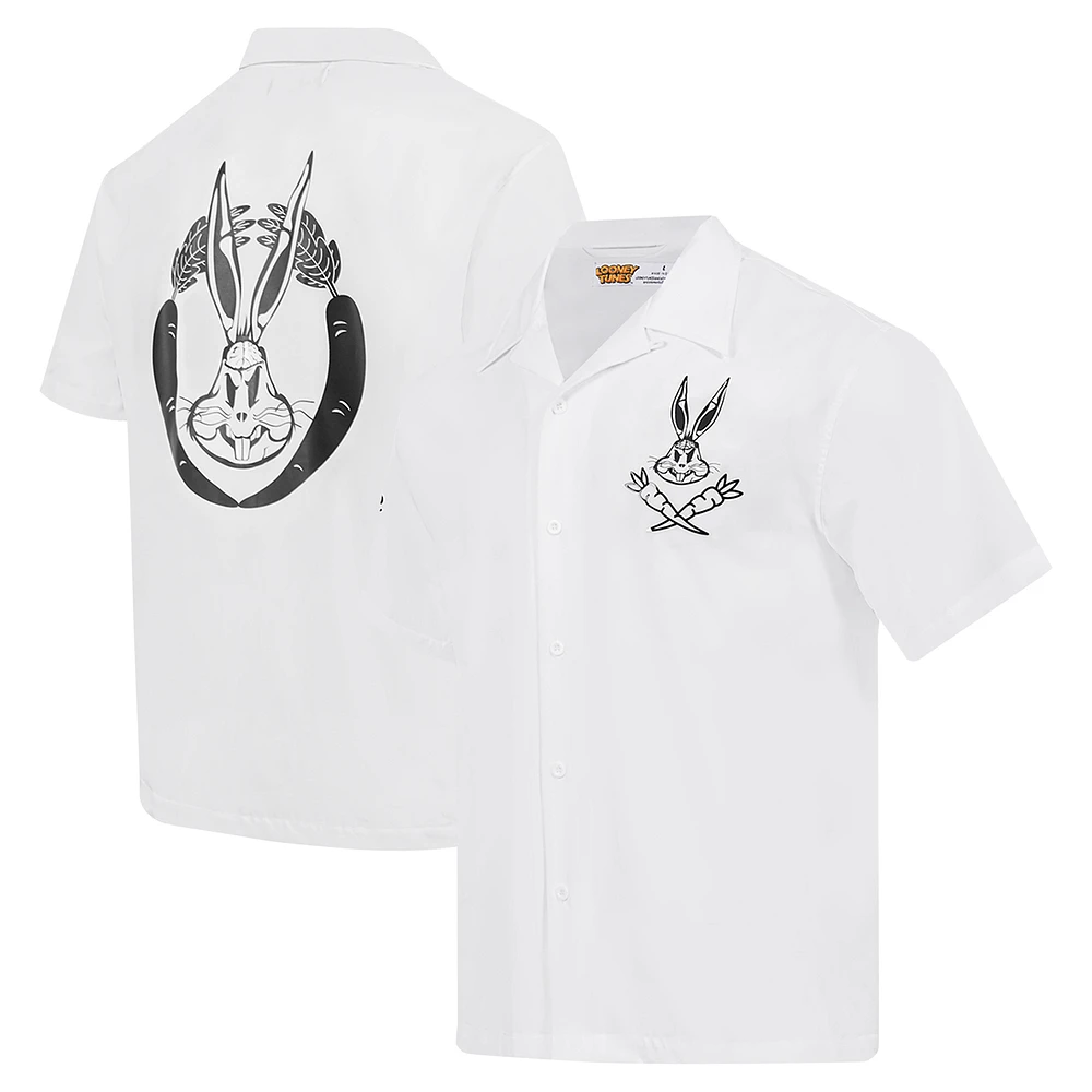 Men's Freeze Max White Looney Tunes Bugs Bunny Melted Skeleton Button-Up Shirt