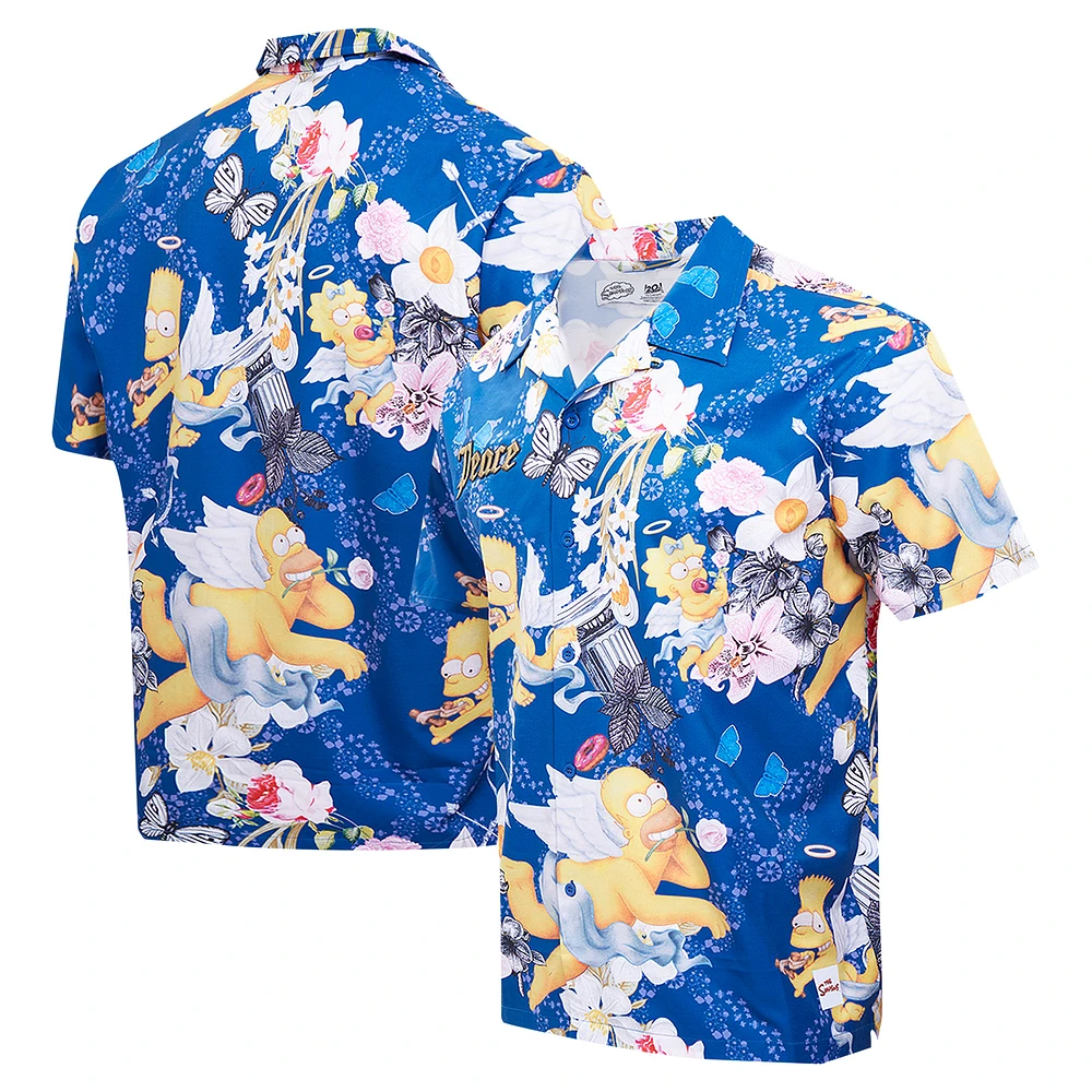 Men's Freeze Max Navy The Simpsons Peace Angels Button-Up Shirt