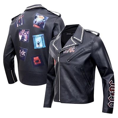 Men's Freeze Max Black AC/DC I Get Some Rock & Roll Thunder Graphic Biker Full-Zip Jacket