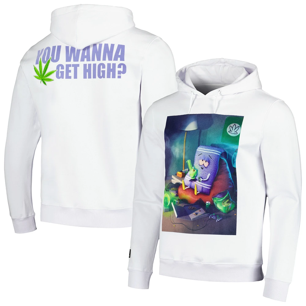 Men's Freeze Max White South Park Towelie Get High Pullover Hoodie