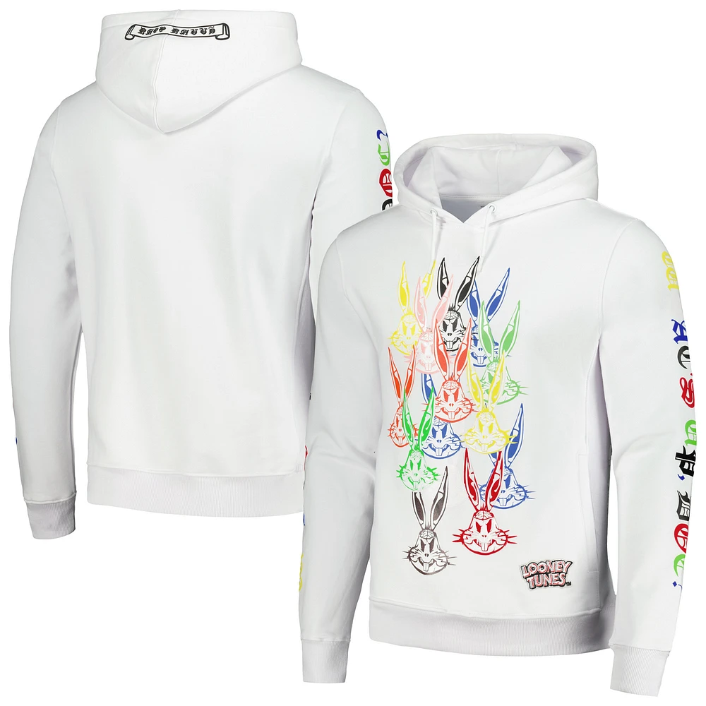 Men's Freeze Max White Looney Tunes Bugs Color Chrome Pullover Hoodie