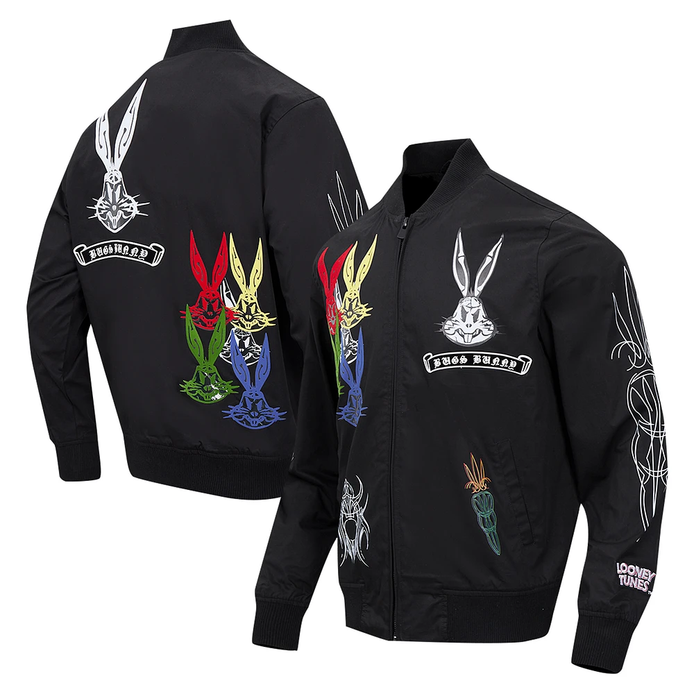 Men's Freeze Max Bugs Bunny Black Looney Tunes Color Chrome Twill Full-Zip Jacket