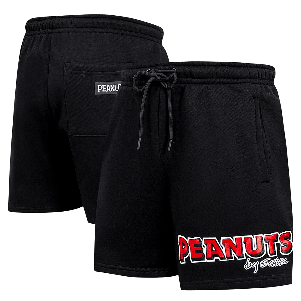Men's Freeze Max Black Peanuts Snoopy Loves Flowers Fleece Shorts
