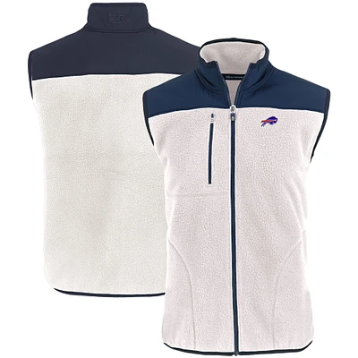 Men's Cutter & Buck Oatmeal Buffalo Bills Primary Mark Cascade Eco Sherpa Fleece Full-Zip Vest