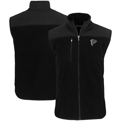 Men's Cutter & Buck Black Atlanta Falcons Primary Mark Cascade Eco Sherpa Fleece Full-Zip Vest