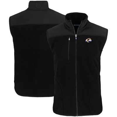 Men's Cutter & Buck Black Los Angeles Rams Primary Mark Cascade Eco Sherpa Fleece Full-Zip Vest