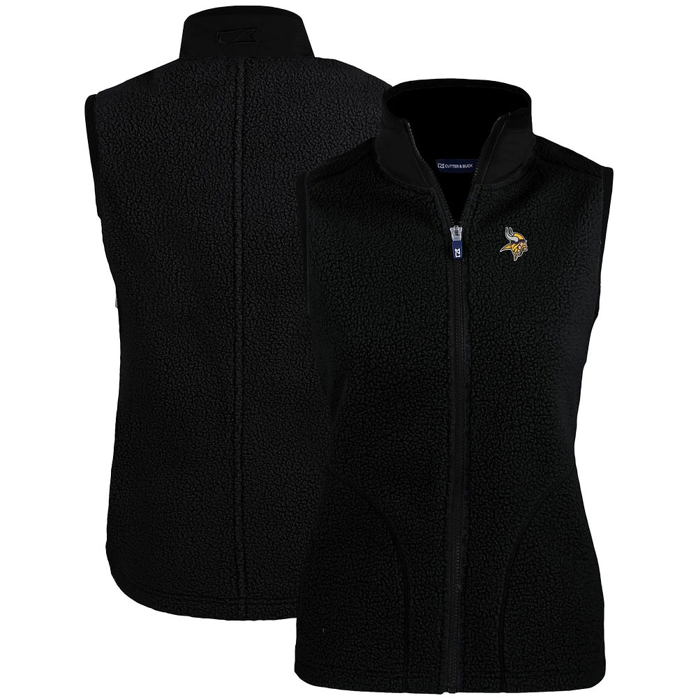 Women's Cutter & Buck Black Minnesota Vikings Primary Mark Cascade Eco Sherpa Fleece Vest