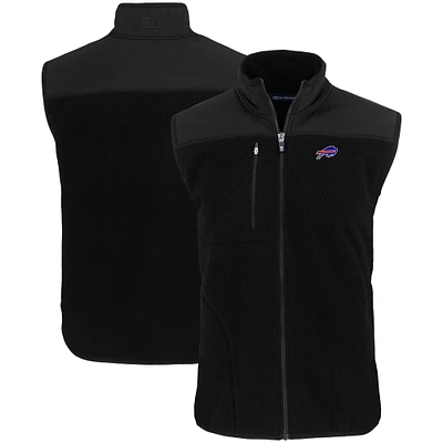 Men's Cutter & Buck Black Buffalo Bills Primary Mark Big Tall Cascade Eco Sherpa Fleece Full-Zip Vest