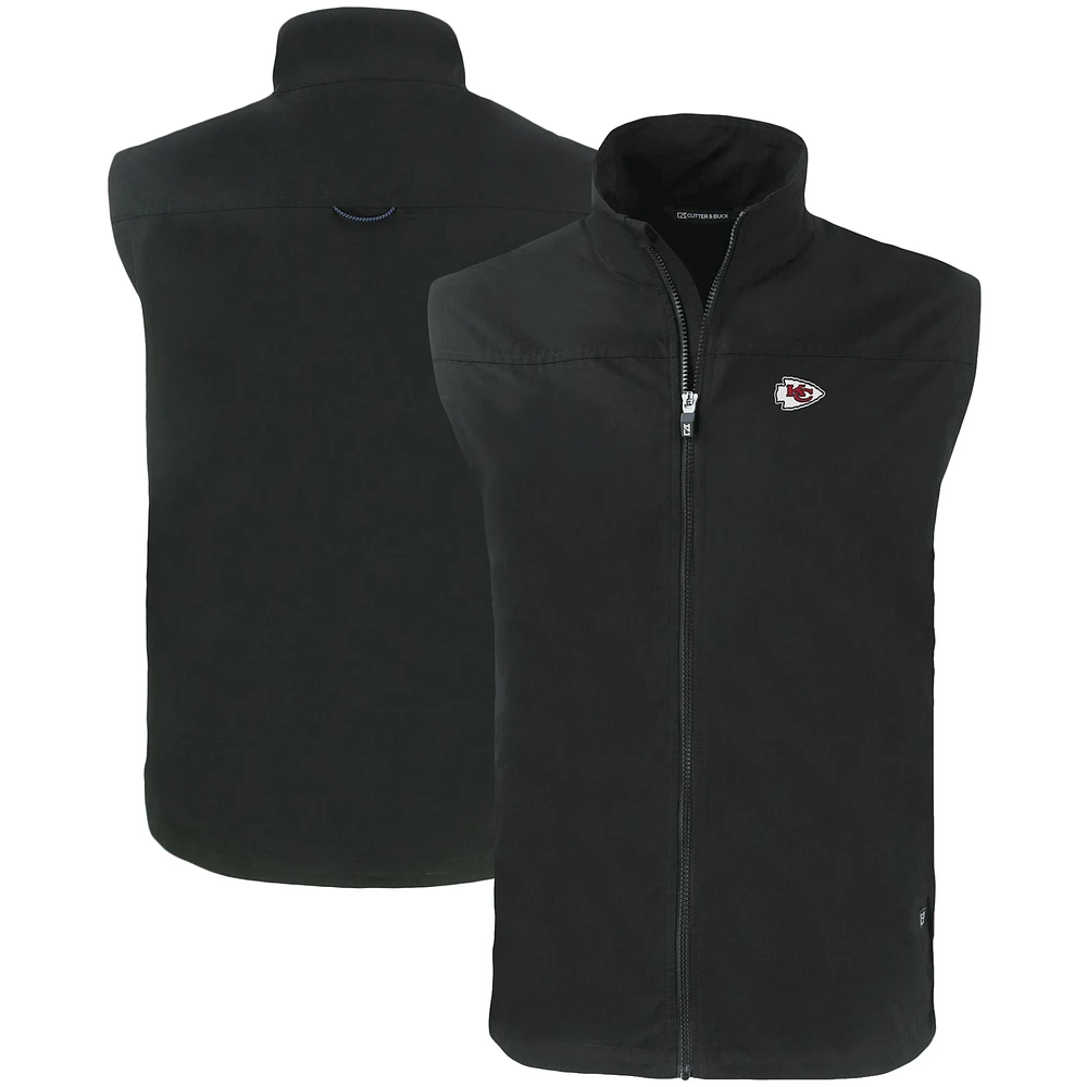 Men's Cutter & Buck Black Kansas City Chiefs Primary Mark Big & Tall Charter Eco Full-Zip Vest