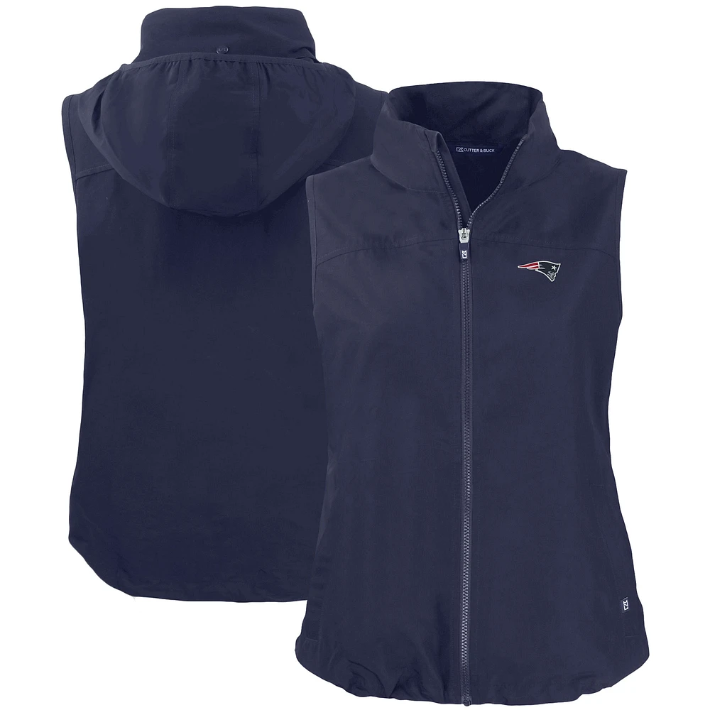 Women's Cutter & Buck Navy New England Patriots Primary Mark Charter Eco Full-Zip Vest