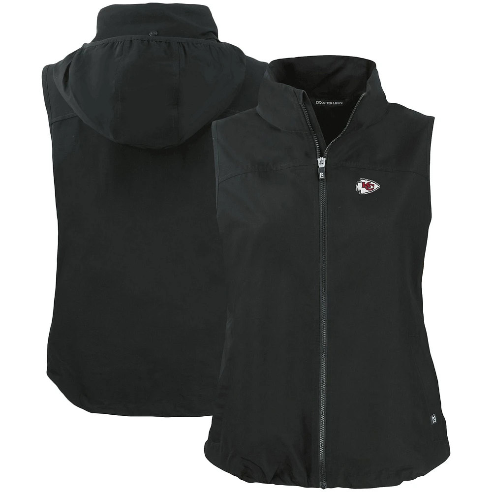 Women's Cutter & Buck Black Kansas City Chiefs Primary Mark Charter Eco Full-Zip Vest