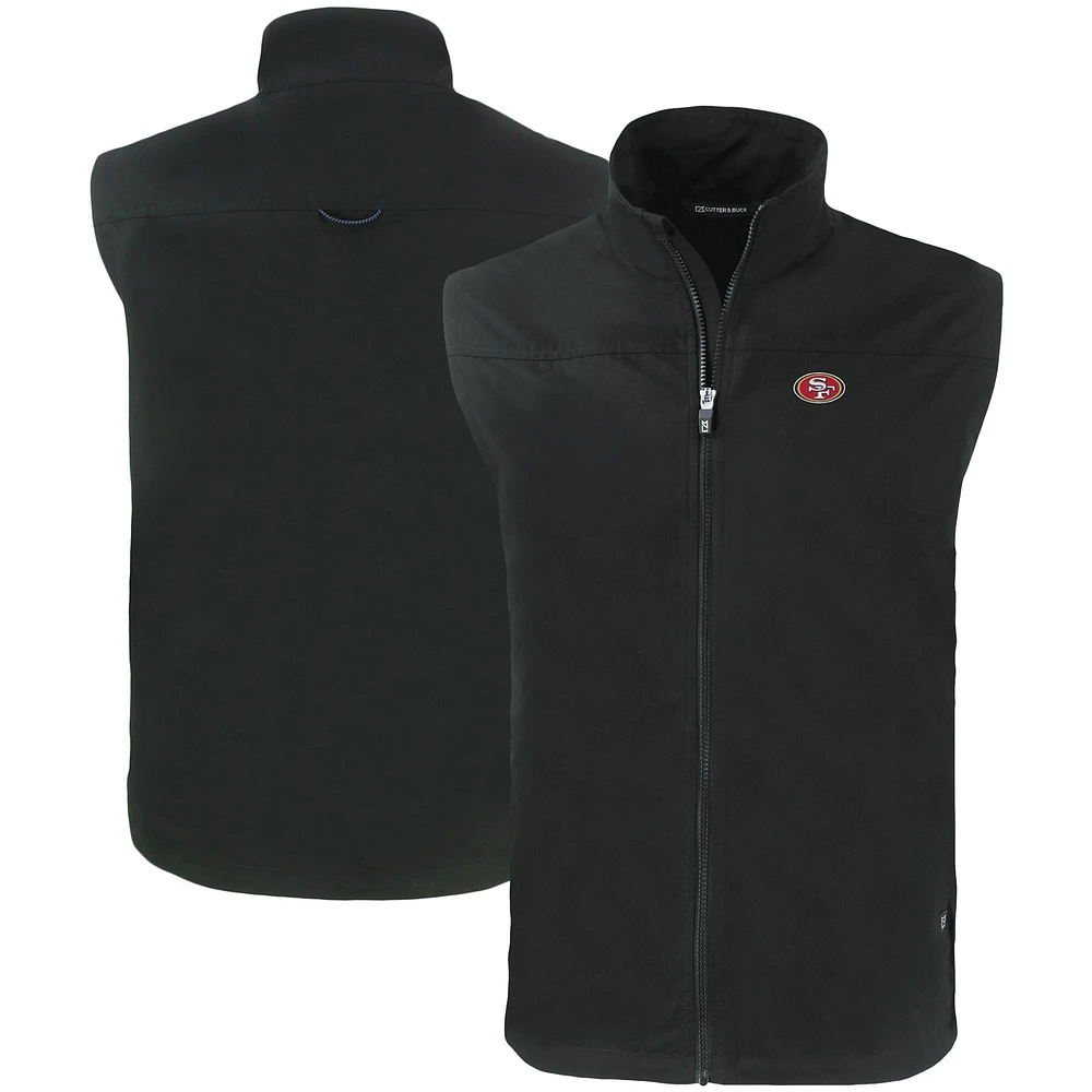 Men's Cutter & Buck Black San Francisco 49ers Primary Mark Eco Recycled Full-Zip Vest