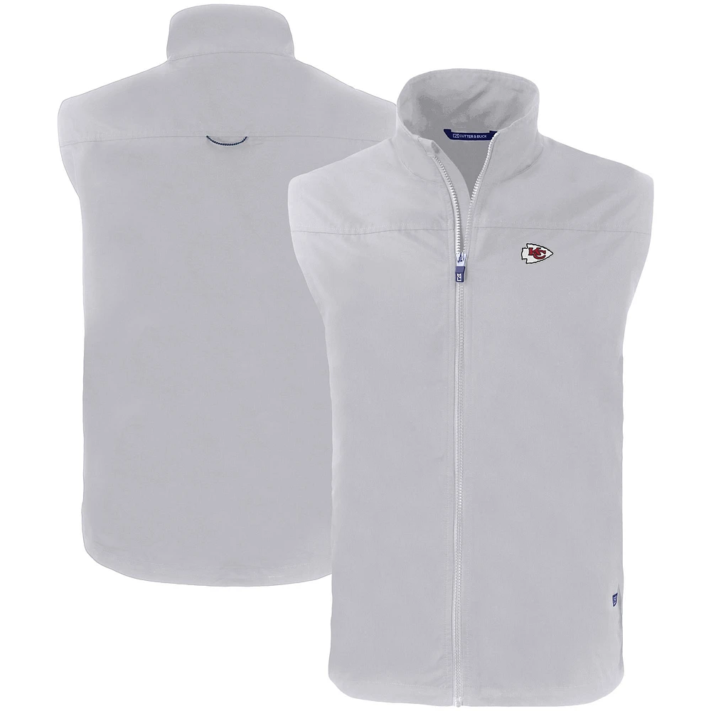 Men's Cutter & Buck Gray Kansas City Chiefs Primary Mark Eco Recycled Full-Zip Vest