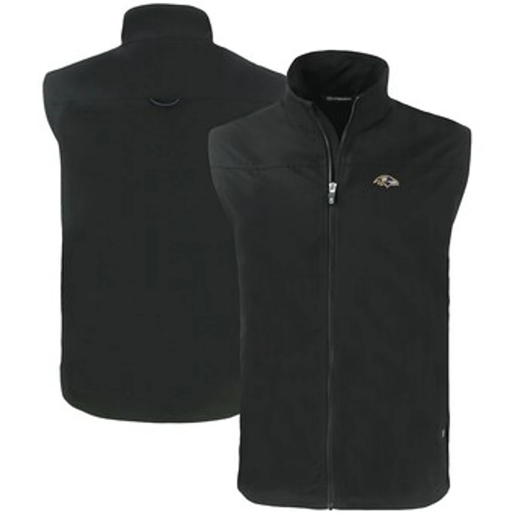 Men's Cutter & Buck Black Baltimore Ravens Primary Mark Eco Recycled Full-Zip Vest