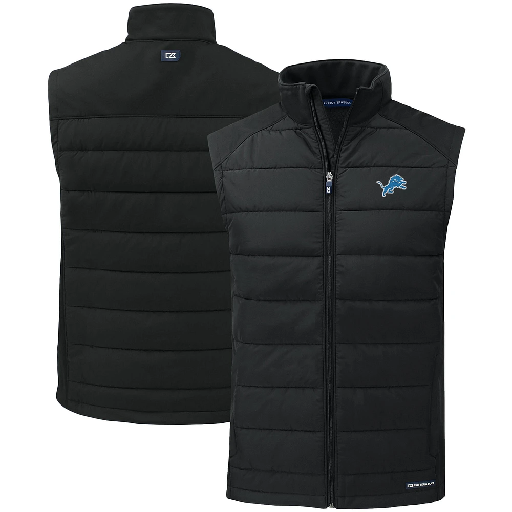 Men's Cutter & Buck Detroit Lions Primary Mark Evoke PrimaLoft Hybrid Eco Softshell Recycled Full-Zip Vest