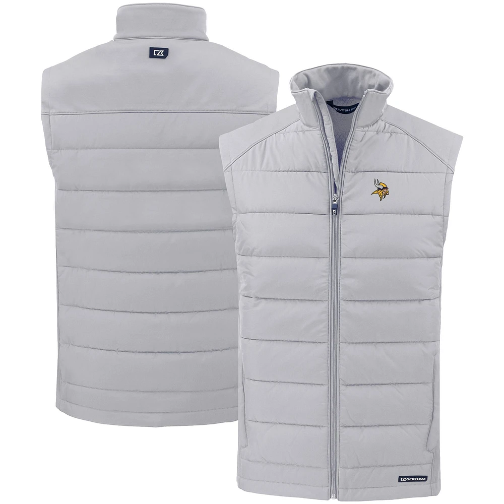 Men's Cutter & Buck Minnesota Vikings Primary Mark Evoke PrimaLoft Hybrid Eco Softshell Recycled Full-Zip Vest